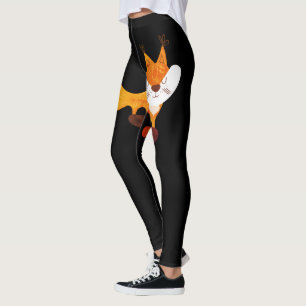 Leggings Cool Cunning Wild Fox Citation Orange Black Fashio