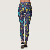 Leggings Cool Éffrayant Halloween Coloré Crâne Motif Parti (Dos)