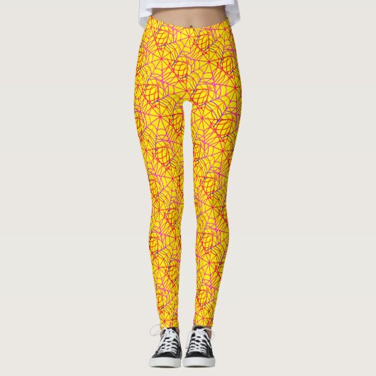 Leggings Cool Éffrayant Jaune Orange Halloween Spider Web (Devant)