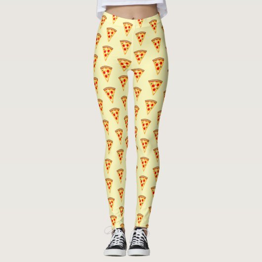 Leggings Cool et amusant pizza tranches motif jaune clair (Devant)