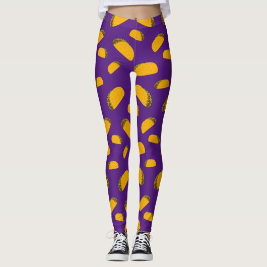 Leggings Cool et amusant yummy taco motif violet (Devant)