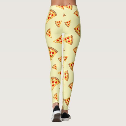 Leggings Cool et fun pizza tranches motif clair jaune (Dos)