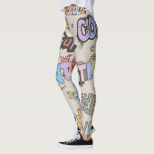 Leggings Cool Fun Doodle Lettres Vintage (Gauche)
