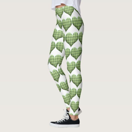 Leggings Cool Green White Hearts St.Patrick's Day Holiday (Gauche)