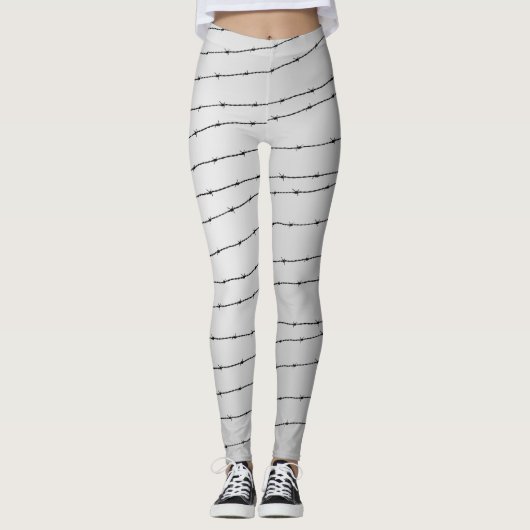 Leggings Cool gris blanc et noir barbelé motif (Devant)