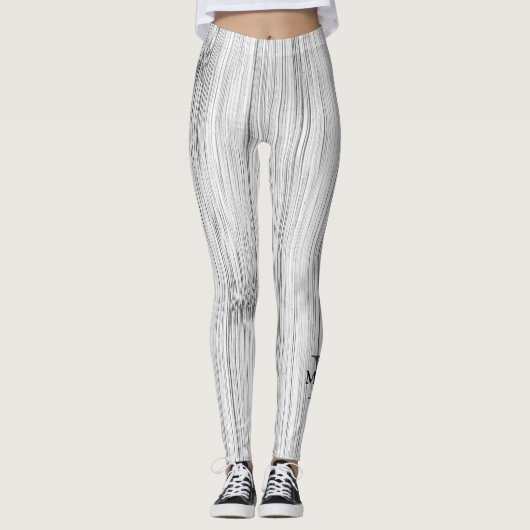 Leggings Cool gris imprimé bois de bambou Monogramme (Devant)