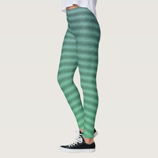 Leggings Cool Horizontal Vert Rayures Bleu Dégradé Trippé (Gauche)