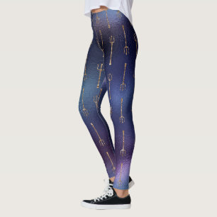 Leggings cool mermaid parties scintillant bleu or trident l