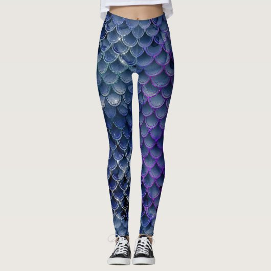 Leggings cool mermaid parties scintillant chic poisson bleu (Devant)