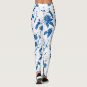 Leggings Cool Moderne Elégant Bleu Floral Toile (Dos)