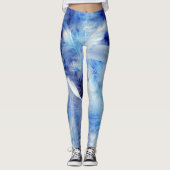 Leggings Cool Motif des tons bleu et blanc (Devant)