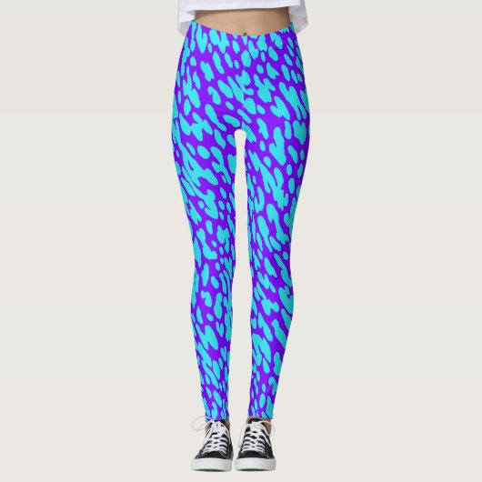 Leggings Cool Motif tendance bleu violet Poster de animal   (Devant)