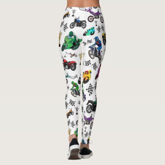 Leggings Cool Motorcycle Illustrations Motif (Dos)