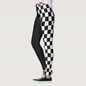 Leggings Cool Noir Blanc À damiers Drapeau Motif (Gauche)