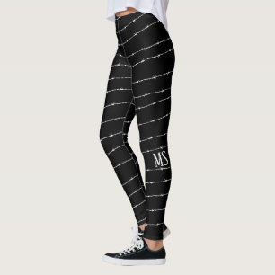 Leggings Cool noir et blanc barbelé motif Monogramme