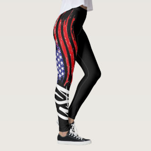 Leggings cool noir usa drapeau motif mode femme design