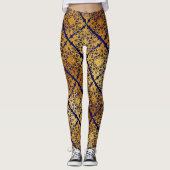 Leggings cool or marine bleu feuille motif femmes (Devant)