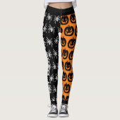 Leggings Cool Orange et Black Spiders et Citrouilles (Devant)