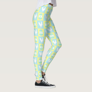 Leggings Cool Pâques Checkerboard Motifs Coq oeufs