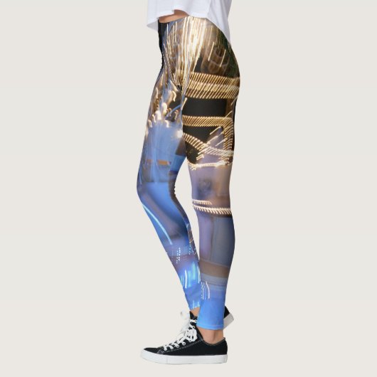 Leggings Cool pétillant abstrait or bleu clair rayures auda (Gauche)