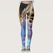 Leggings Cool pétillant abstrait or bleu clair rayures auda (Devant)
