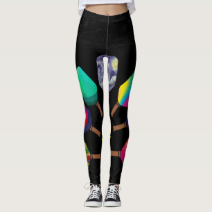 Leggings Cool Pickleball Paddle Sports Rainbow