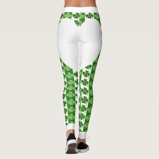 Leggings Cool Shamrock irlandais Bright White Heart (Dos)