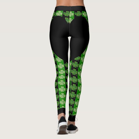 Leggings Cool Shamrock irlandais Bright White Heart (Dos)
