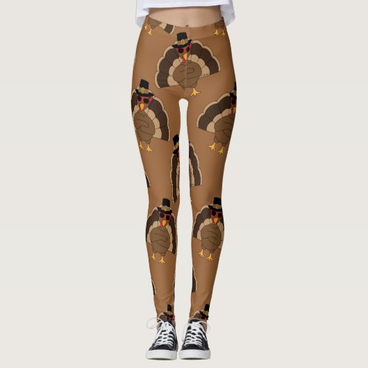 Leggings Cool Turquie Thanksgiving fun brown motif (Devant)