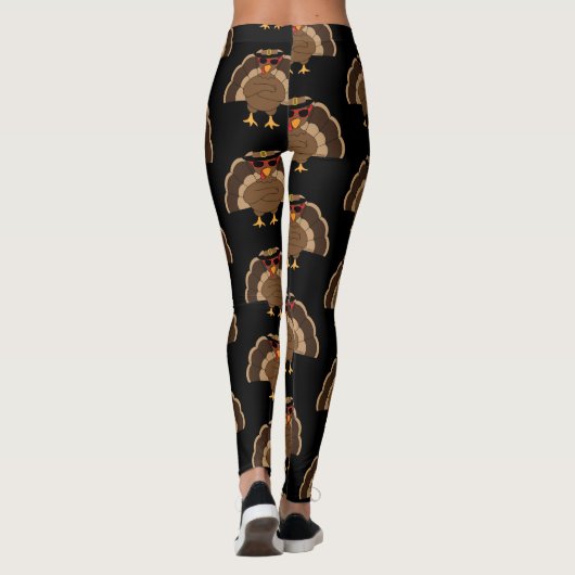 Leggings Cool Turquie Thanksgiving motif en noir (Dos)
