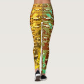 Leggings Cool Turquoise Jaune Unique Retro Steampunk Monogr (Dos)