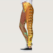 Leggings Cool Turquoise Jaune Unique Retro Steampunk Monogr (Gauche)