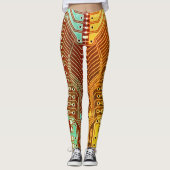 Leggings Cool Turquoise Jaune Unique Retro Steampunk Monogr (Devant)