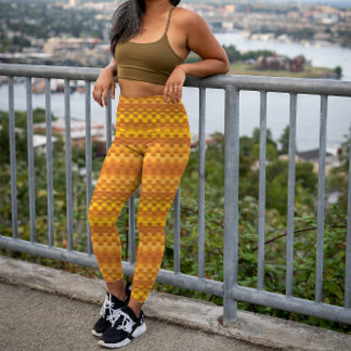 Leggings Cool unique Gras Jaune Orange Vertical Stripes