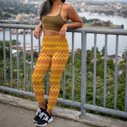 Leggings Cool unique Gras Jaune Orange Vertical Stripes
