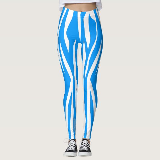 Leggings Copie bleu-clair de zèbre (Devant)