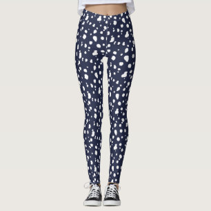 Leggings Copie dalmatienne de bleu marine et de blanc