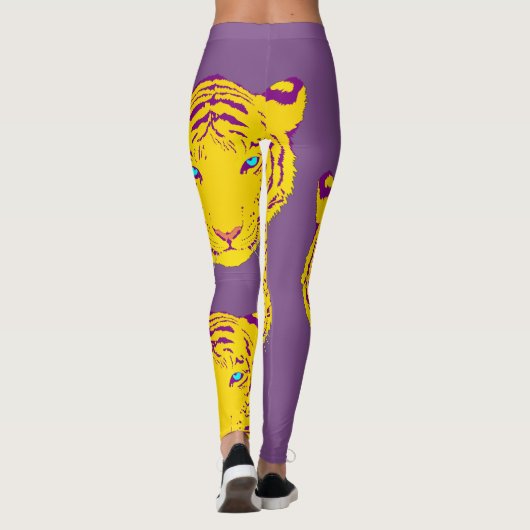 Leggings Copie de tête de tigre sur les guêtres pourpres (Dos)