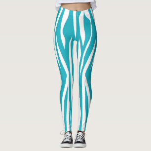 Leggings Copie de zèbre de turquoise