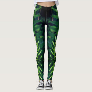 Leggings Copie fraîche de feuille de fougère sur des