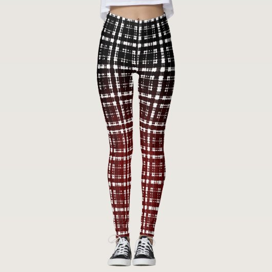 Leggings Copie moderne de Shibori de nouveau plaid rouge (Devant)