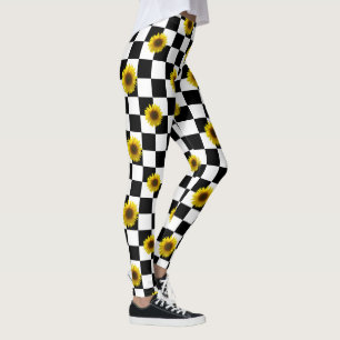Leggings Copie noire et blanche Checkered et de tournesol