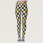 Leggings Copie noire et blanche Checkered et de tournesol (Devant)