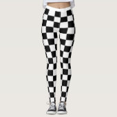 Leggings copie noire et blanche de damier (Devant)