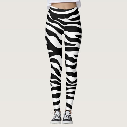 Leggings Copie noire et blanche de zèbre (Devant)