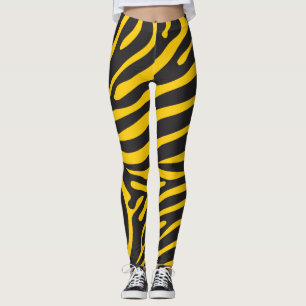 Leggings Copie noire et jaune de zèbre