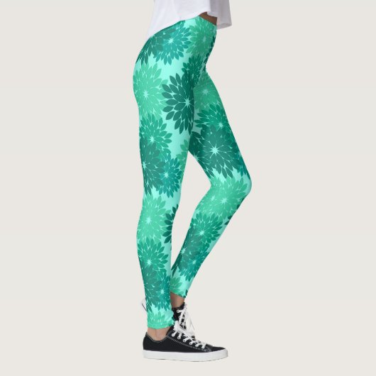 Leggings Copie, turquoise, Teal et Aqua floraux modernes de (Droite)