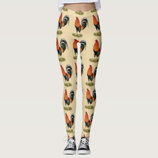 Leggings Coq blond comme les blés de coq de combat (Devant)