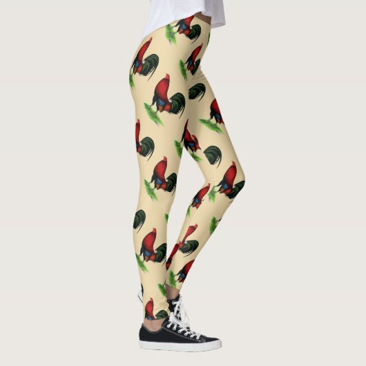 Leggings Coq de combat :  Rouge foncé (Droite)