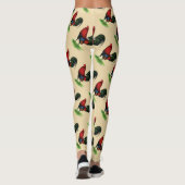 Leggings Coq de combat :  Rouge foncé (Dos)
